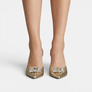 Crystal Heel Mule Sandals