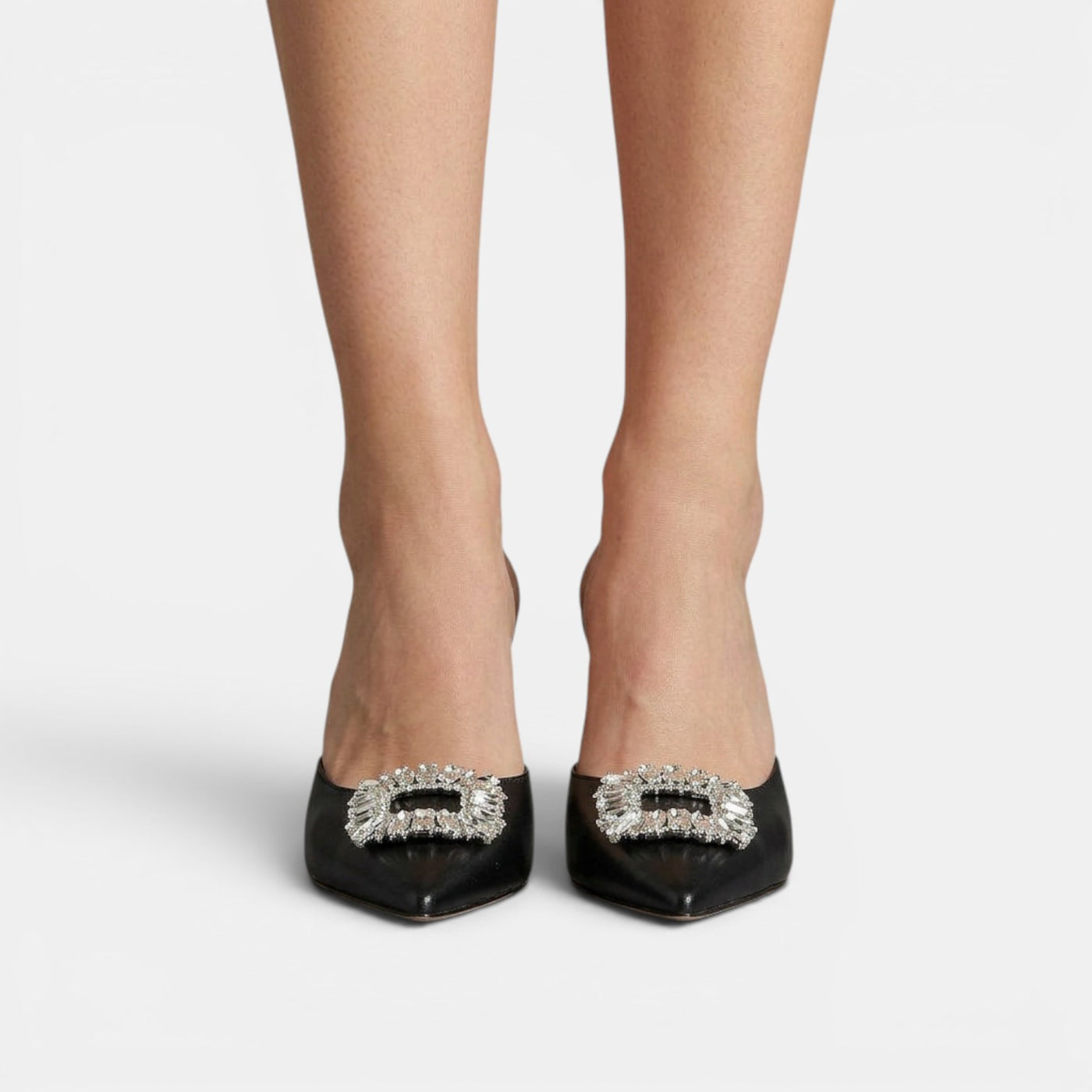 Crystal Heel Mule Sandals