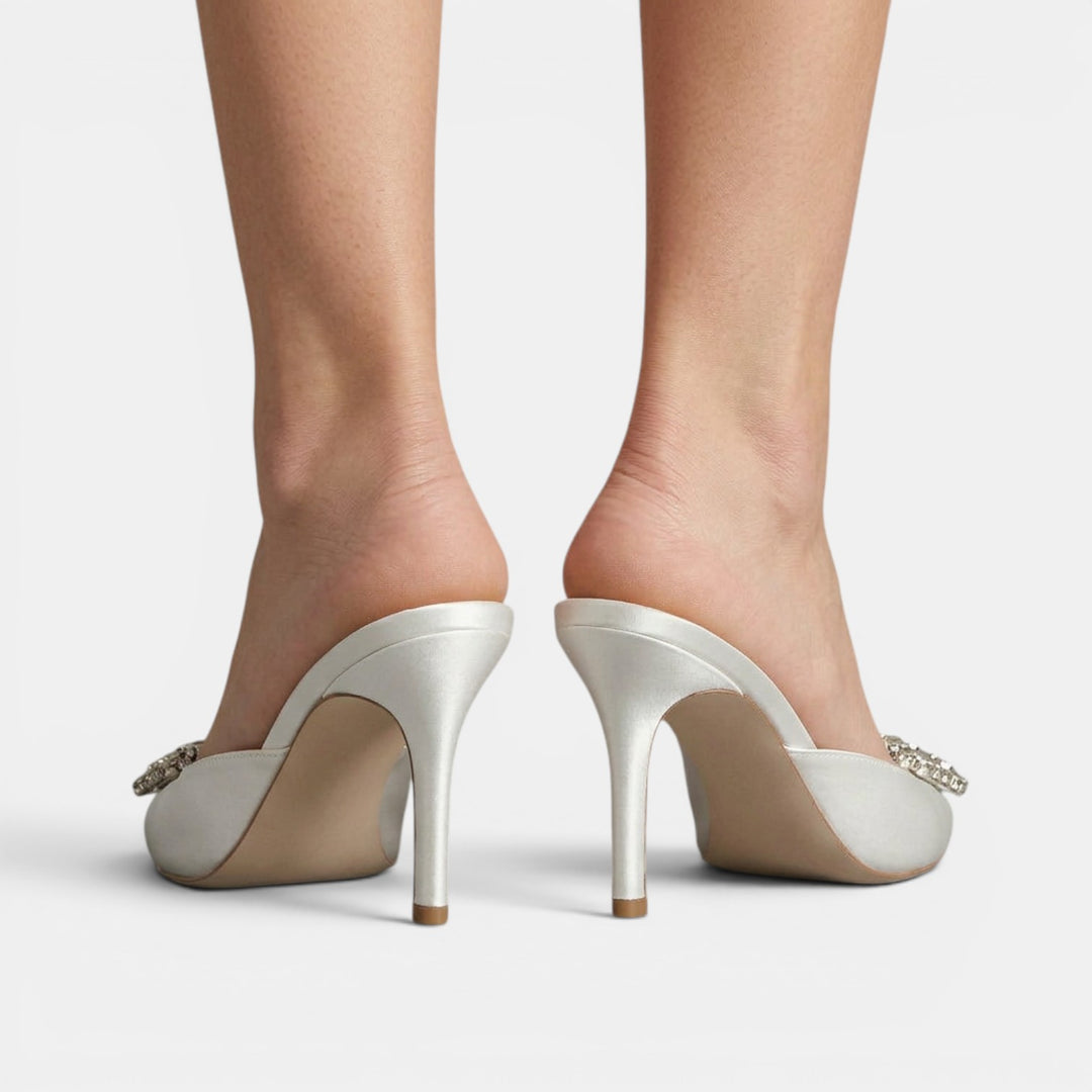 Sandalias Mule Tacón Cristal