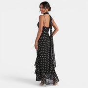 Black Polka Dot Halter Maxi Dress