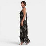 Black Polka Dot Halter Maxi Dress