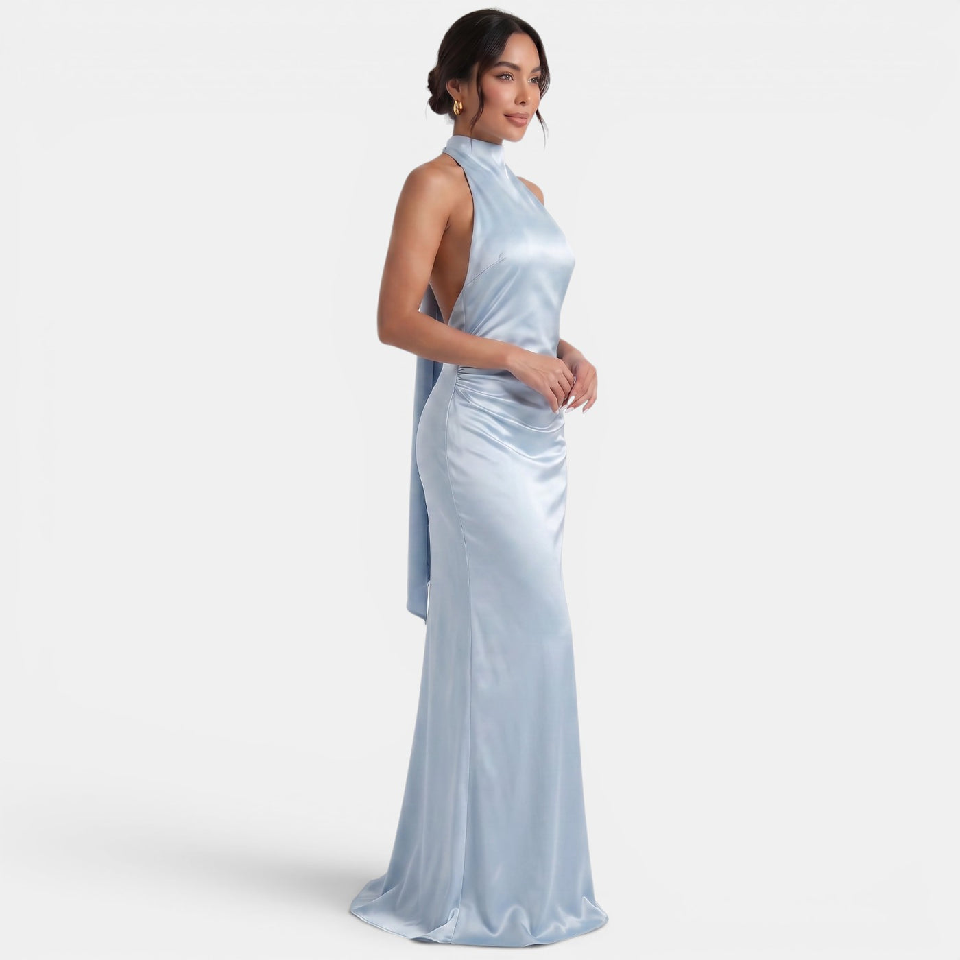 Women's Halter Satin Maxi Dress