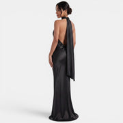 Women's Halter Satin Maxi Dress