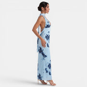 Backless Floral Halter Dress
