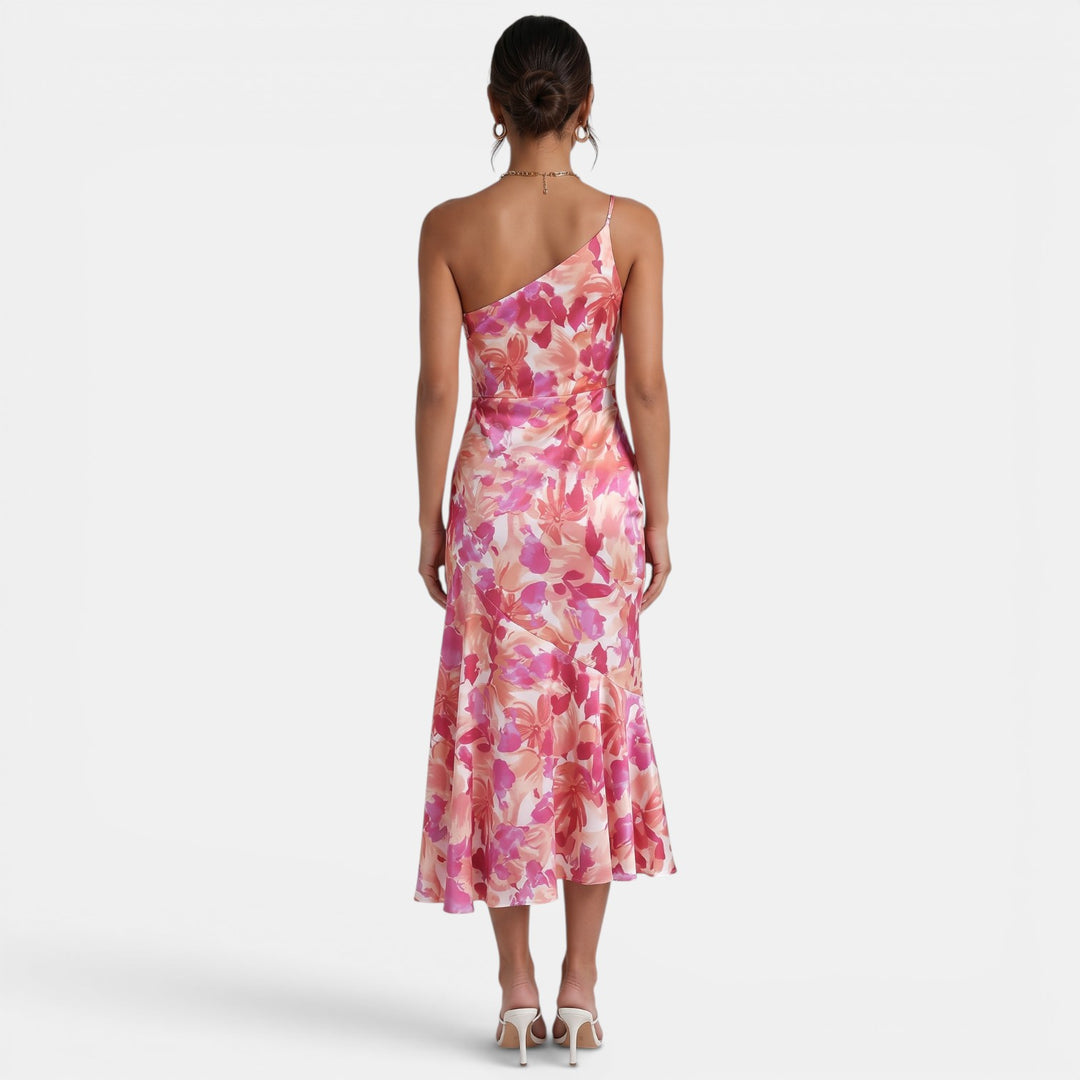 Vestido Fiesta Midi Floral Rosa