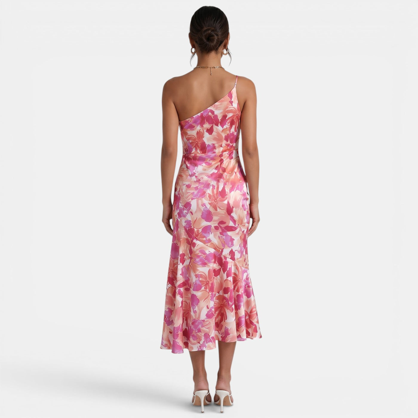 Pink Floral Midi Party Dress