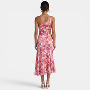Pink Floral Midi Party Dress