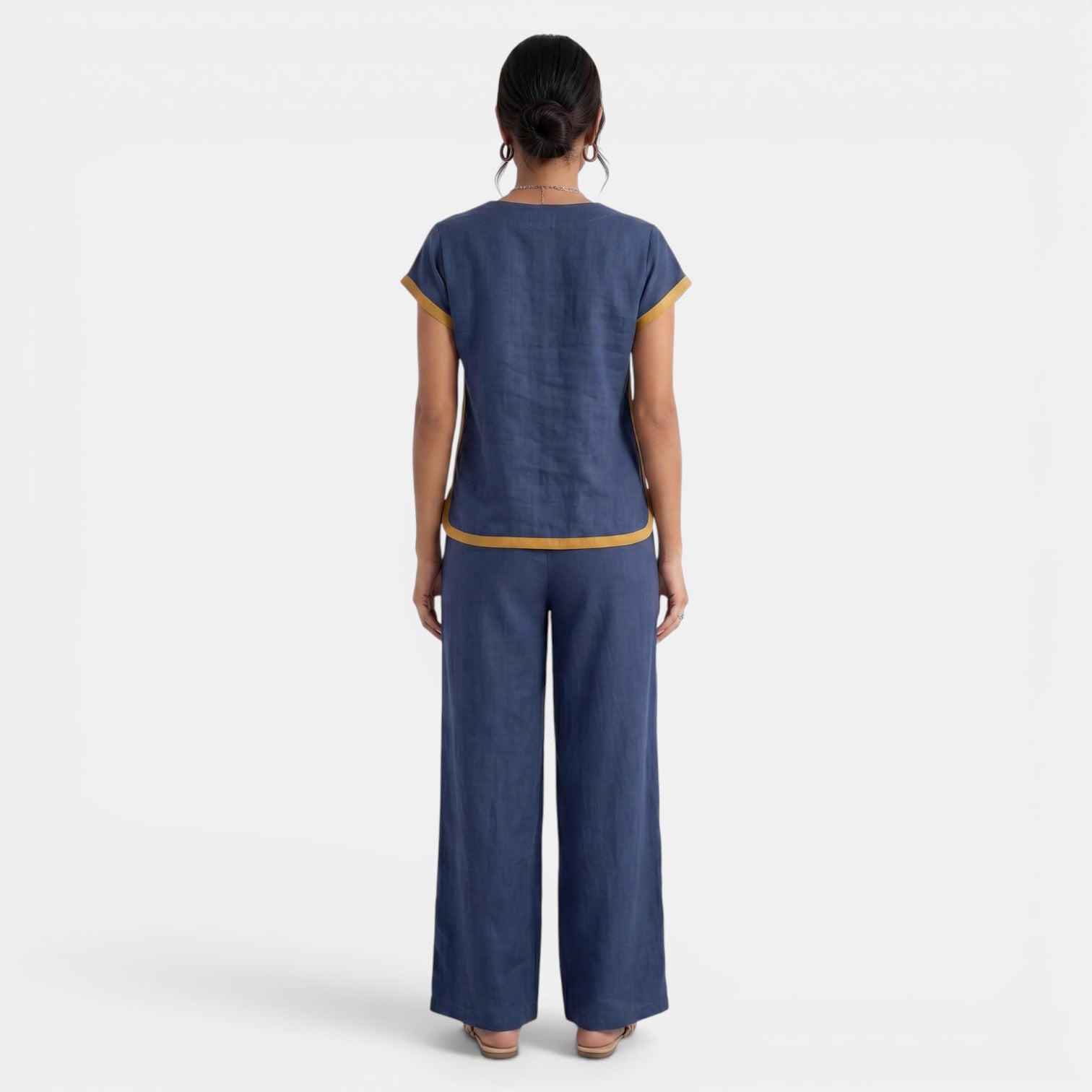 Women's Top and Wide-Leg Pants Set – Elegant 2-Piece Summer Outfit