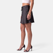 Women's Satin Mini Skirt with Drawstring