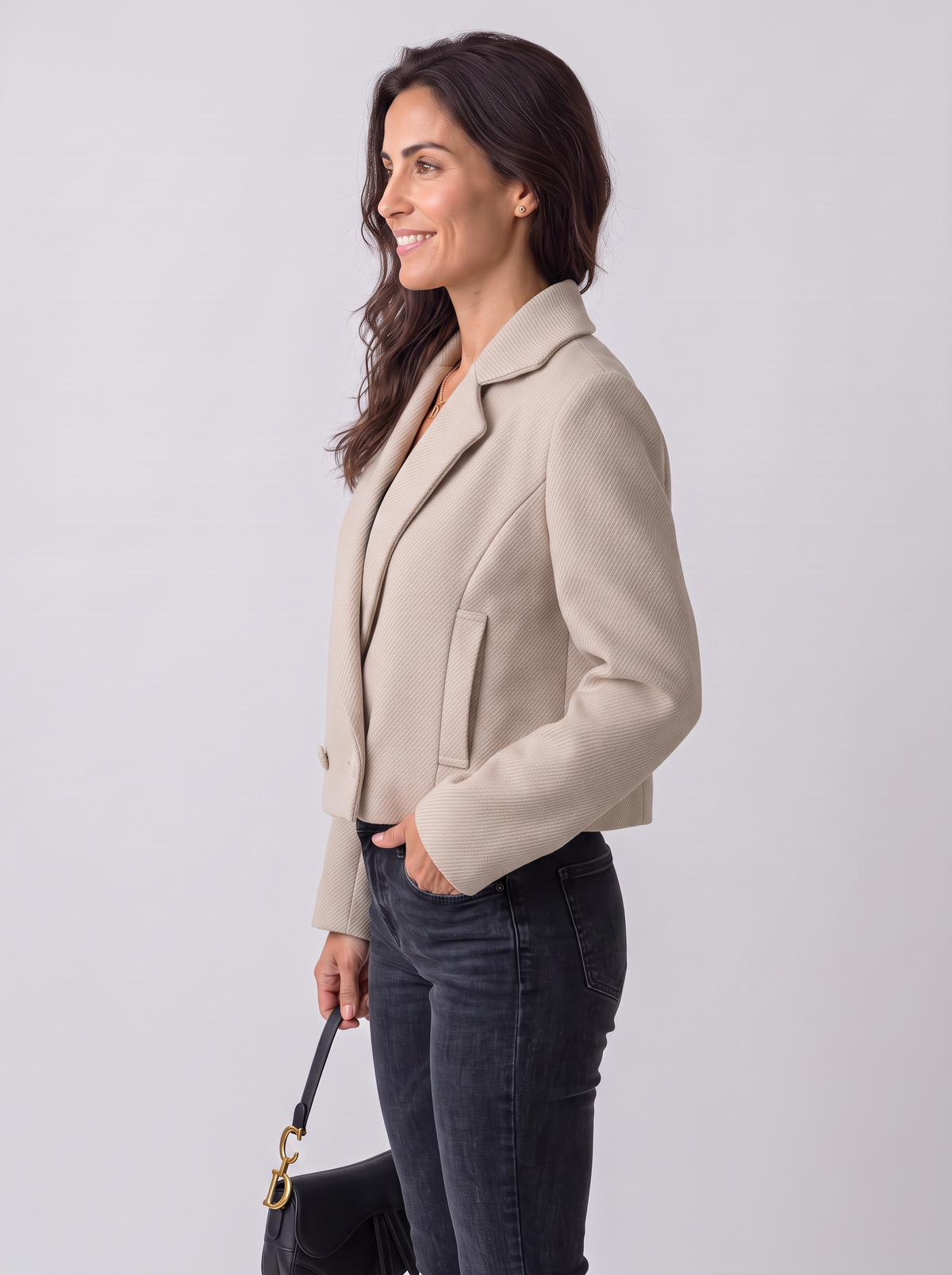 Women's Wool Jacket - Notch Lapel Collar