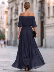 Long Off-the-Shoulder Wedding Guest Dress