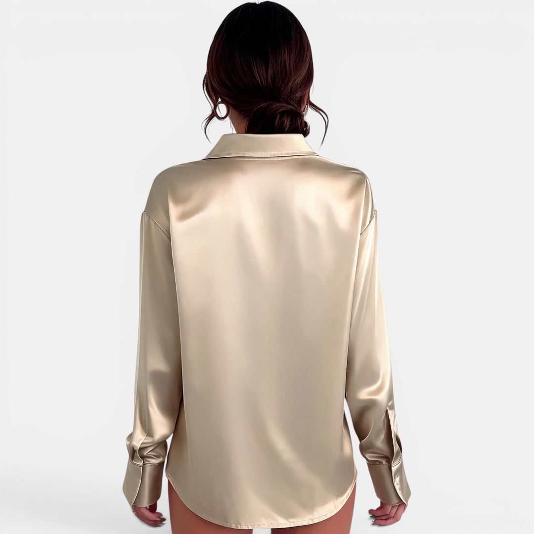 Blusa Satinada Mujer Manga Larga