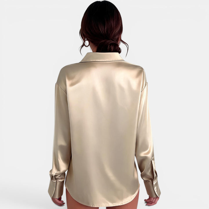 Blusa Satinada Mujer Manga Larga