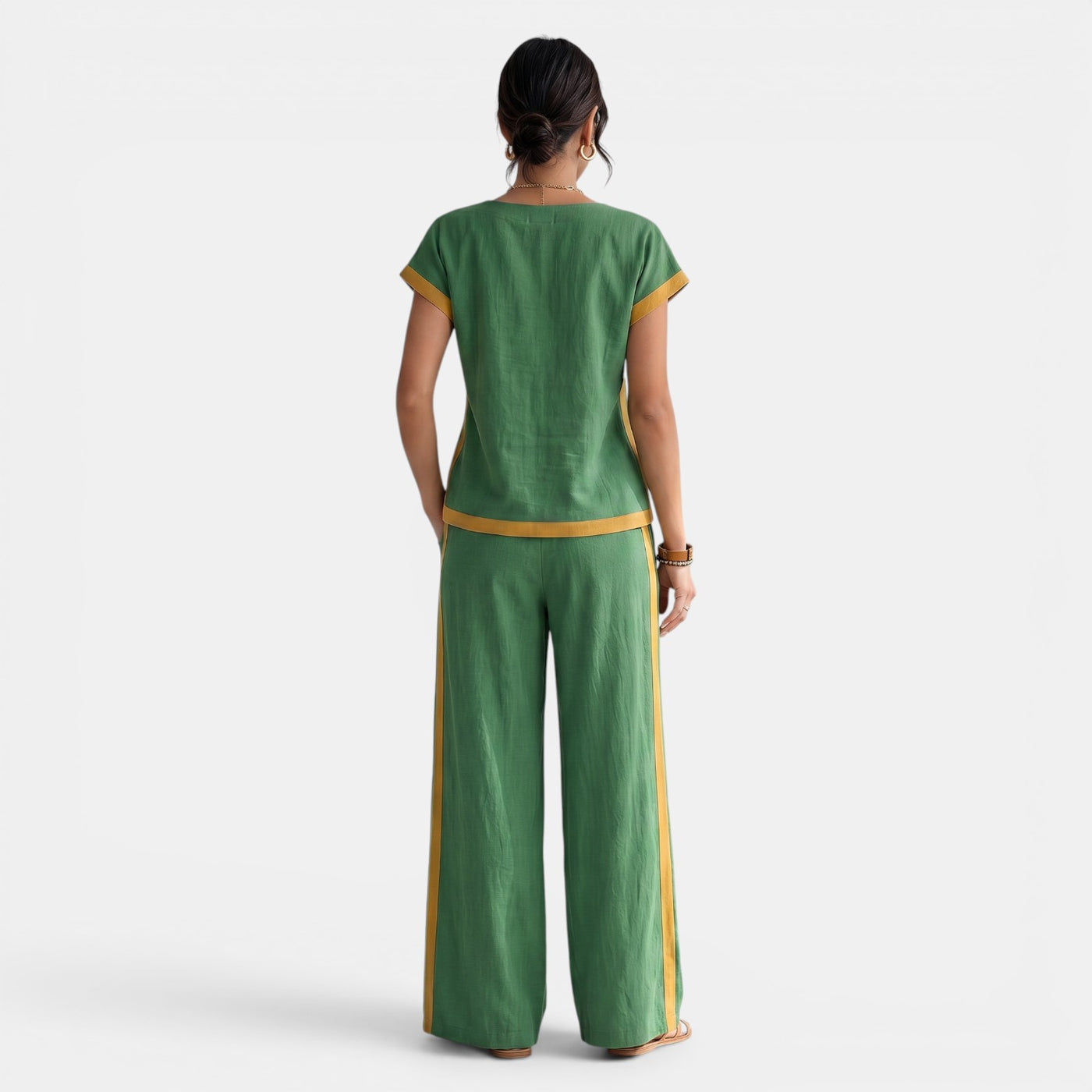 Women's Top and Wide-Leg Pants Set – Elegant 2-Piece Summer Outfit