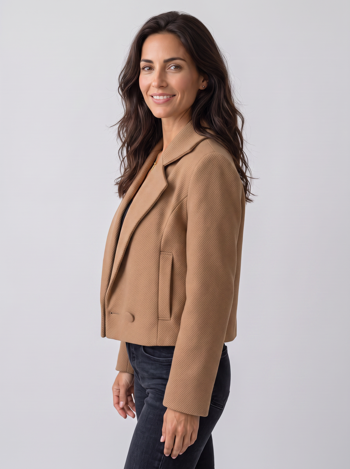 Women's Wool Jacket - Notch Lapel Collar