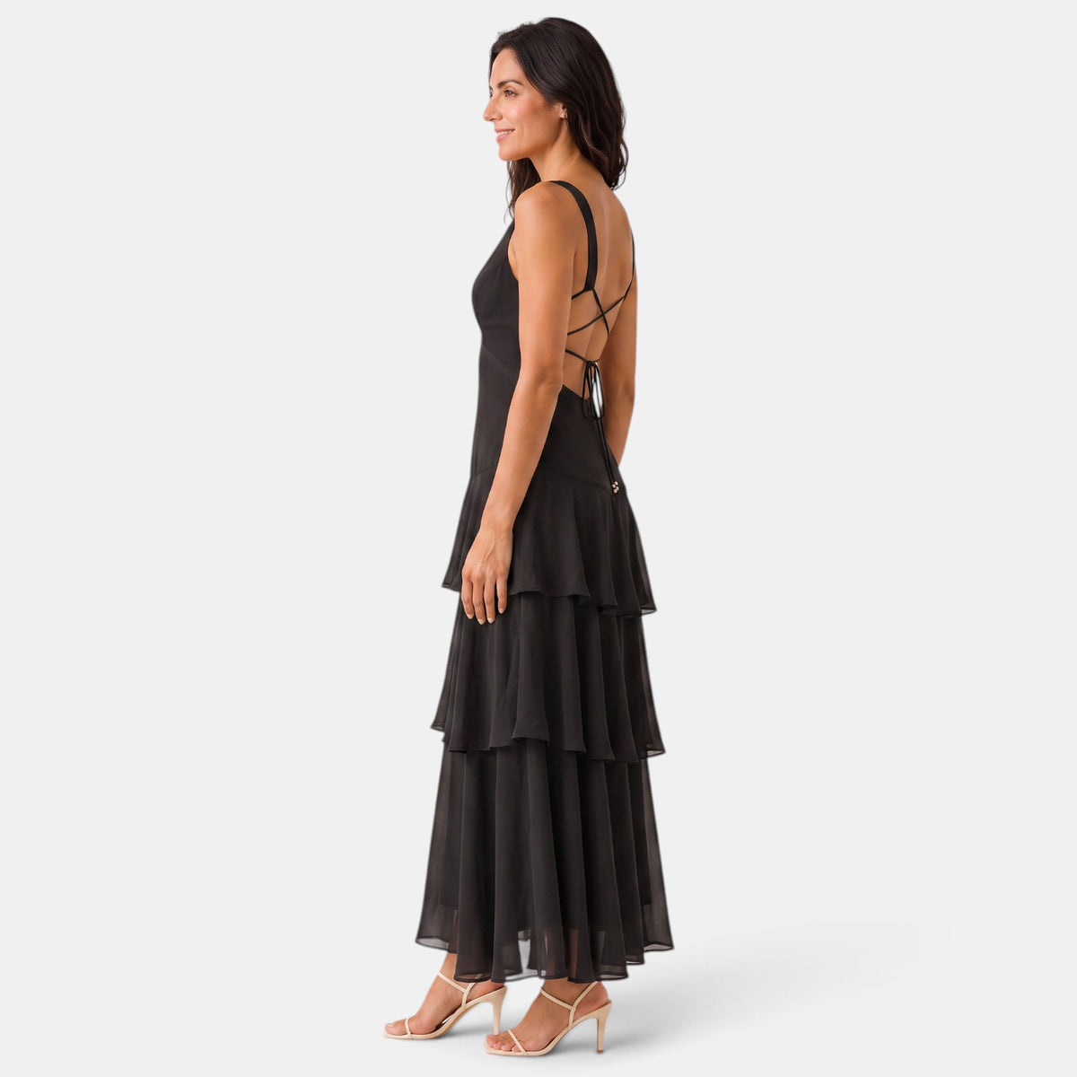 Ruffled Maxi Wedding Guest Dress