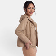 Women's Short Trench Coat with Hood Mid-Season Jacket