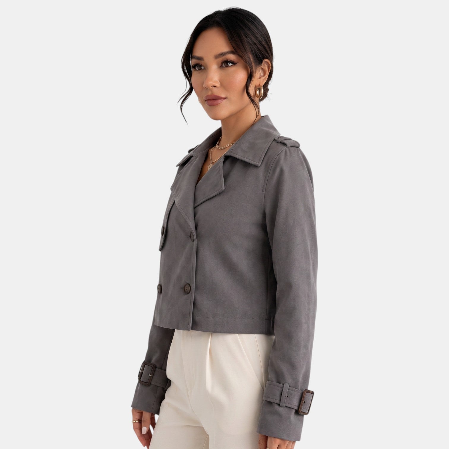 Gabardina Corta Mujer Elegante