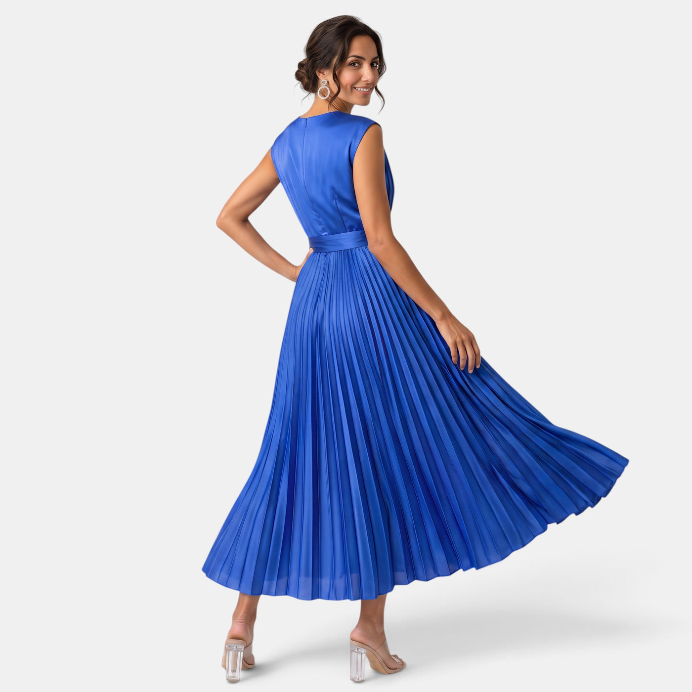 Women's Elegant V-Neck Satin Dress