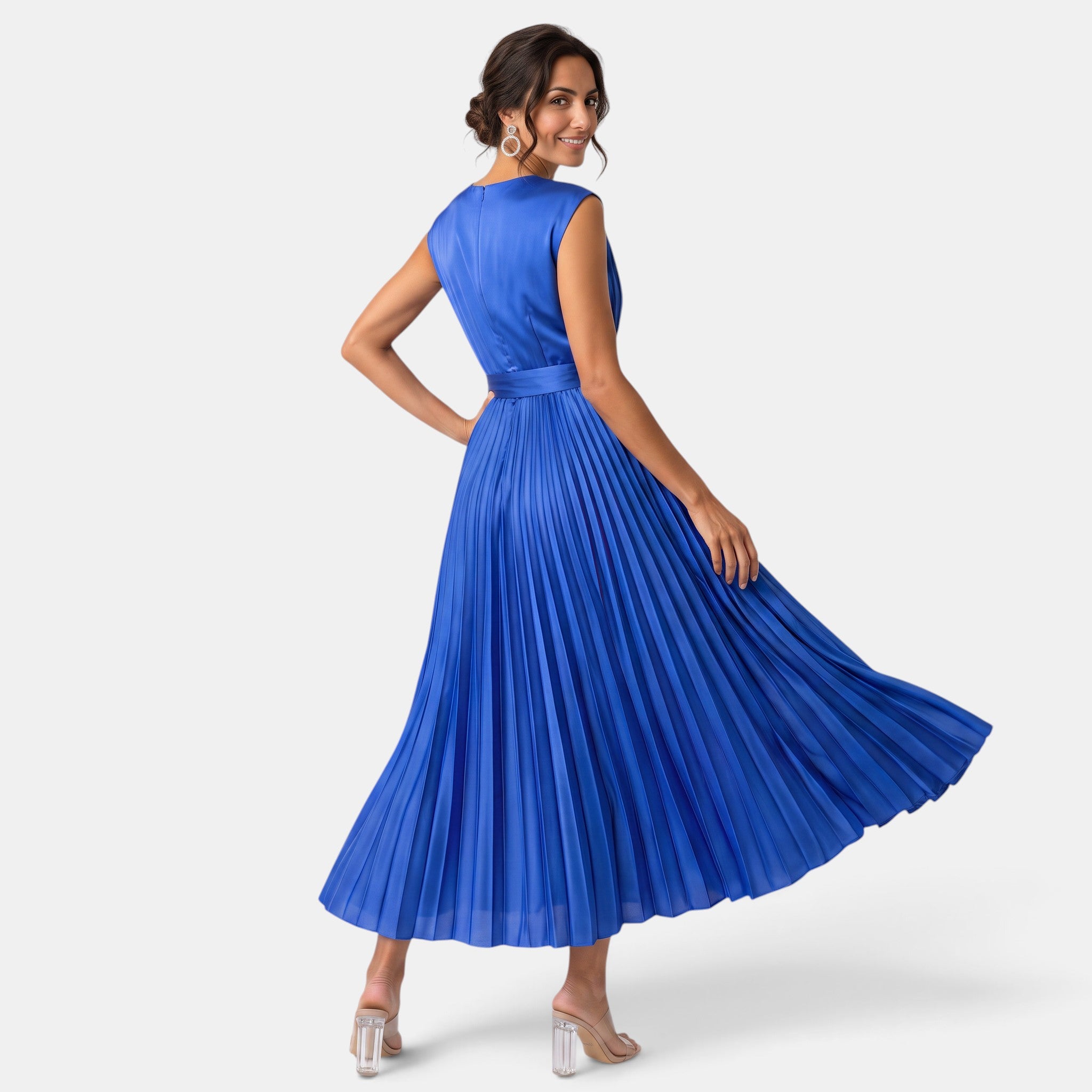 Women's Elegant V-Neck Satin Dress