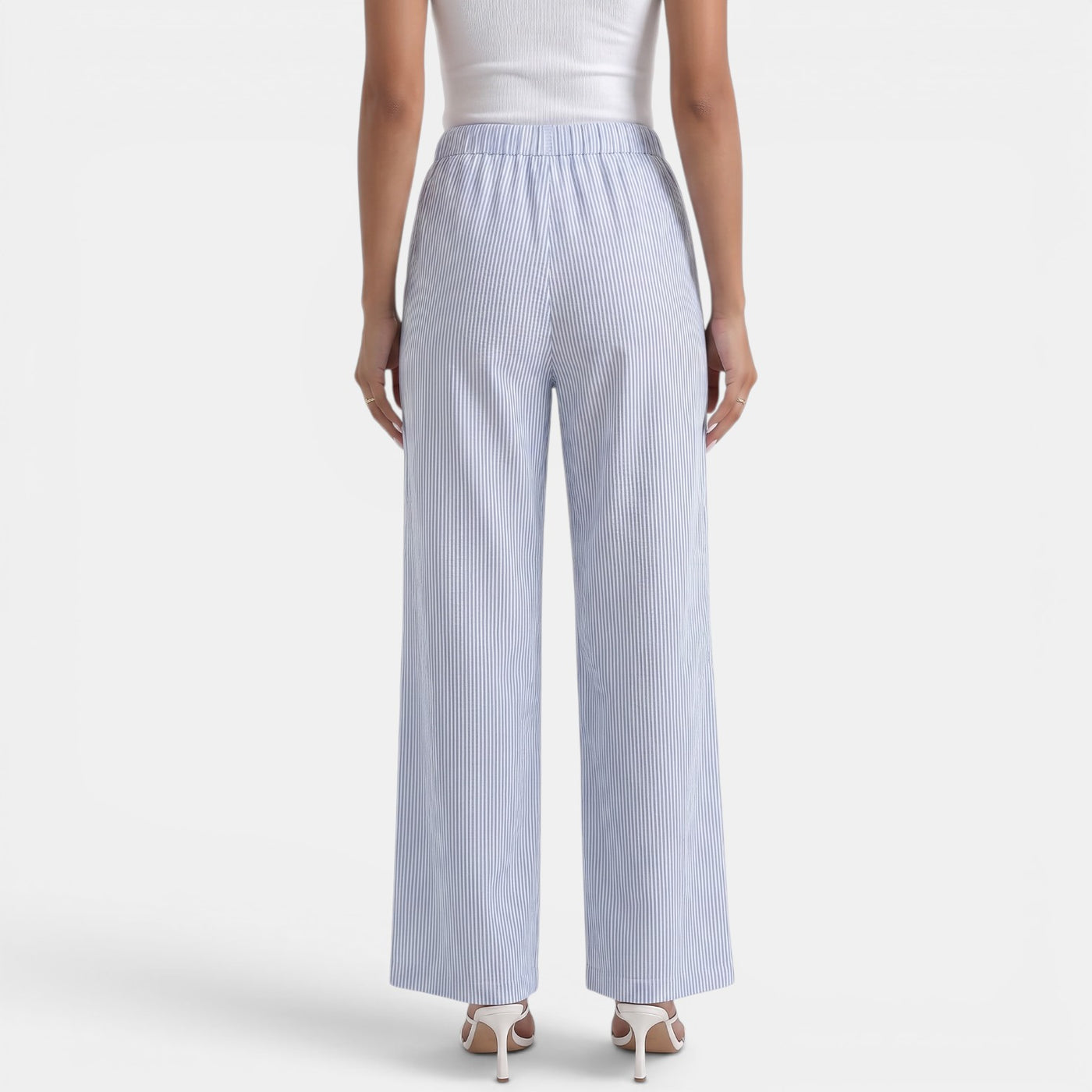 Women's Blue Striped Linen Summer Trousers