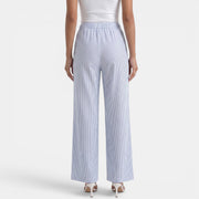 Women's Blue Striped Linen Summer Trousers