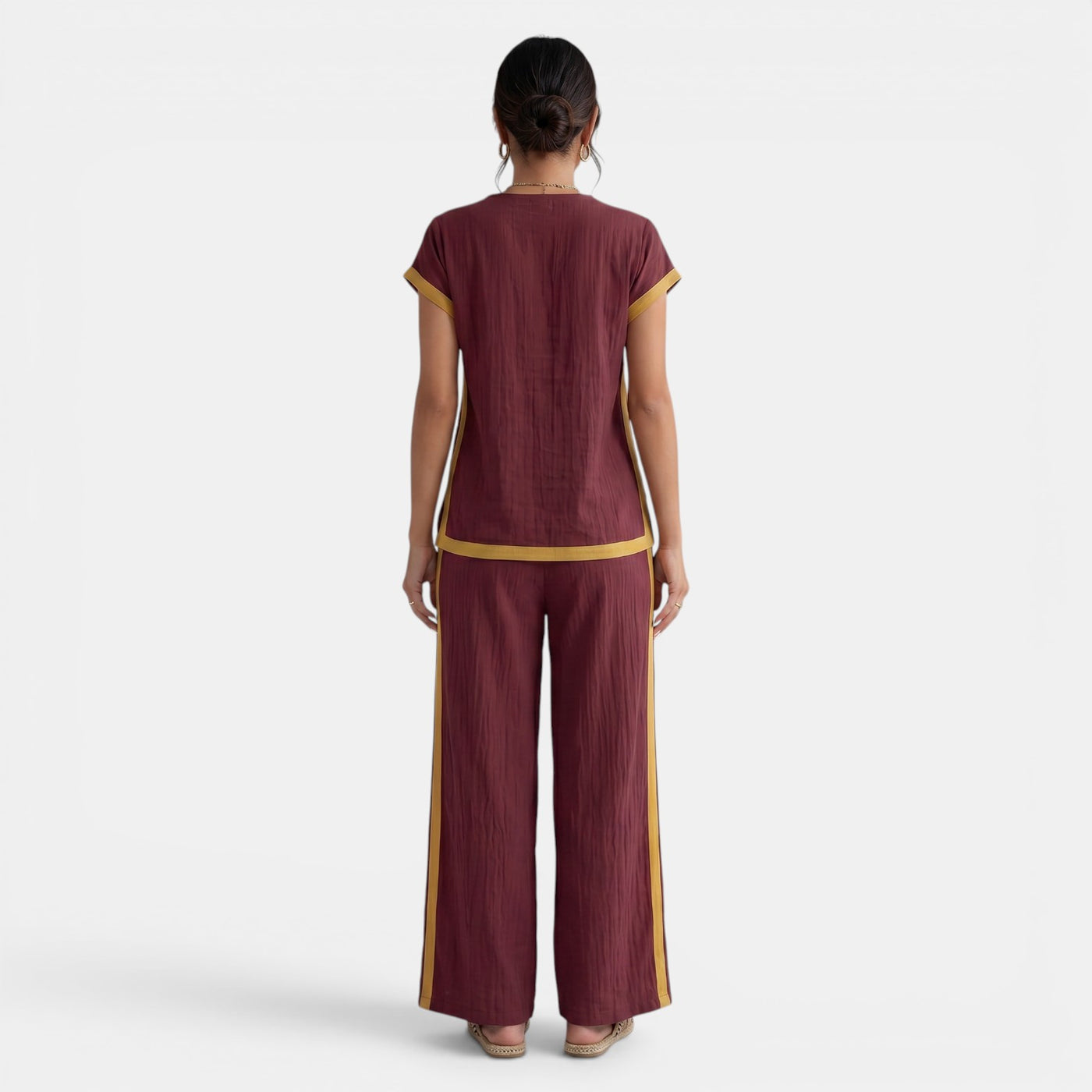 Women's Top and Wide-Leg Pants Set – Elegant 2-Piece Summer Outfit