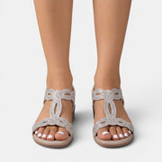 Boho Rhinestone Wedge Sandals
