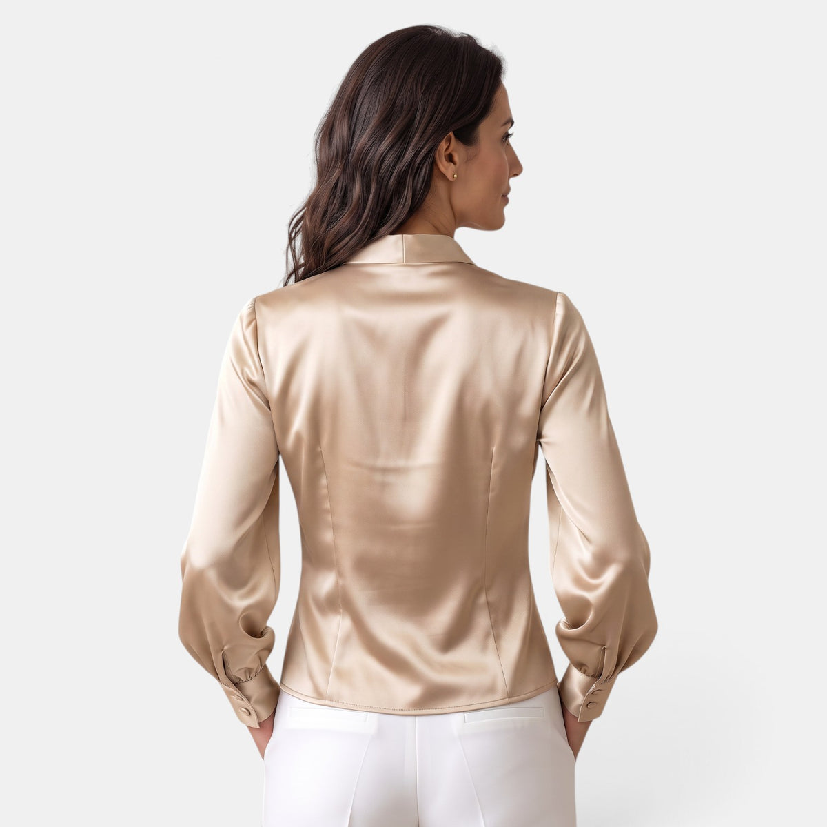 Blusa Mujer Satinada Manga Larga