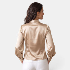 Blusa Mujer Satinada Manga Larga