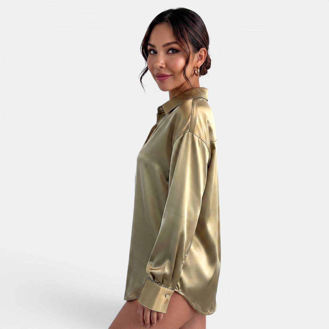 Blusa Satinada Mujer Manga Larga
