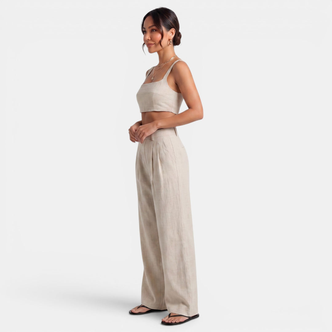 Conjunto Mujer Caqui Lino