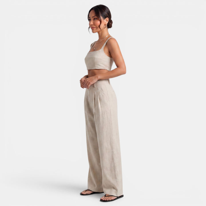 Conjunto Mujer Caqui Lino