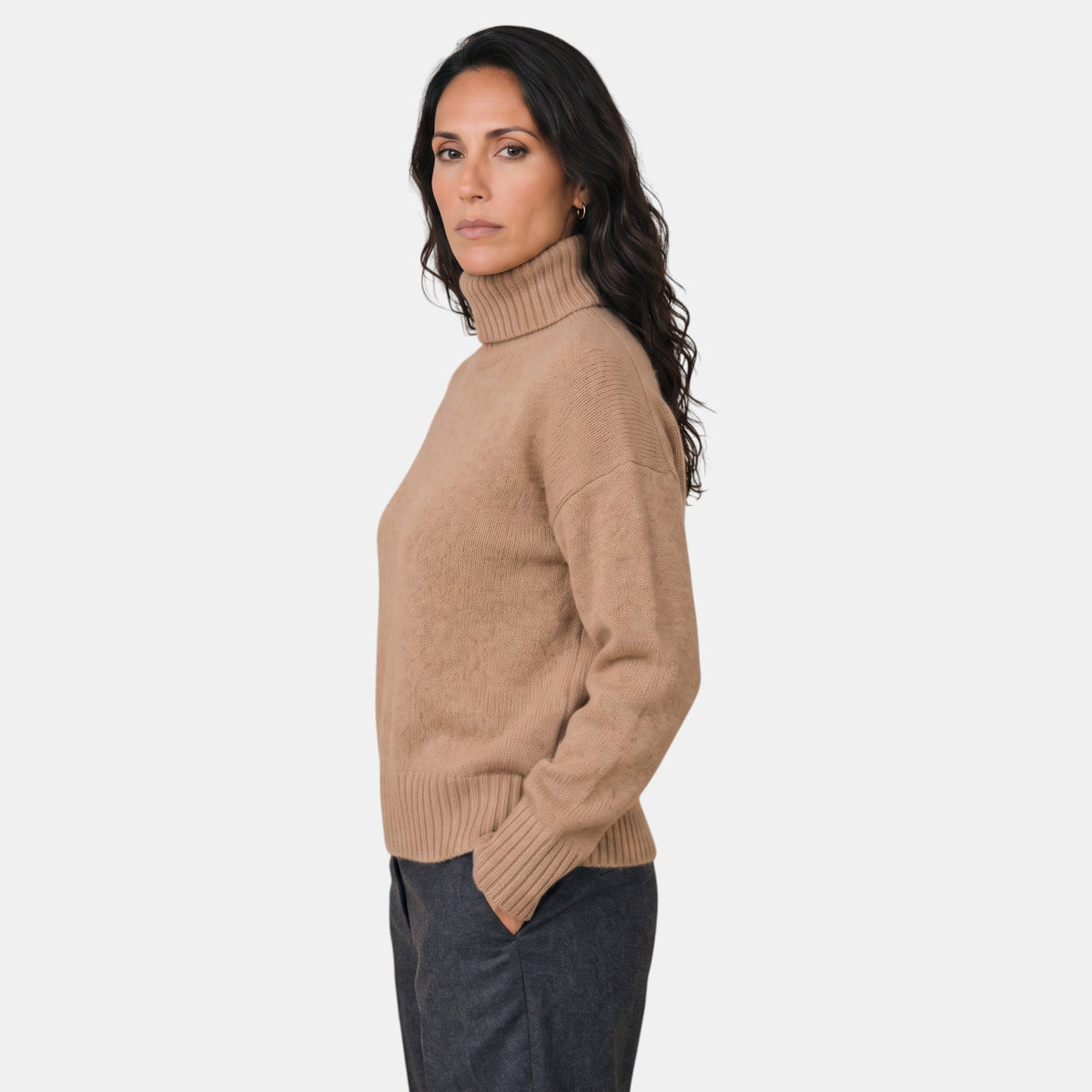 Jersey de Cuello Alto Mujer Premium – 100% Cashmere Elegante