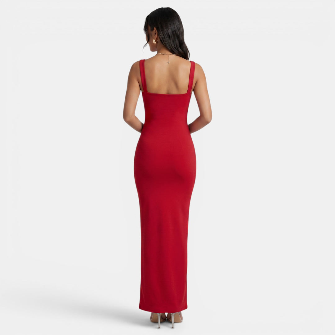 Vestido Mujer Elegante Slim Fit con Escote Cuadrado