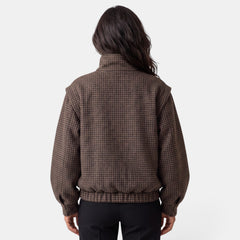 Women's Brown Plaid Aviator Jacket