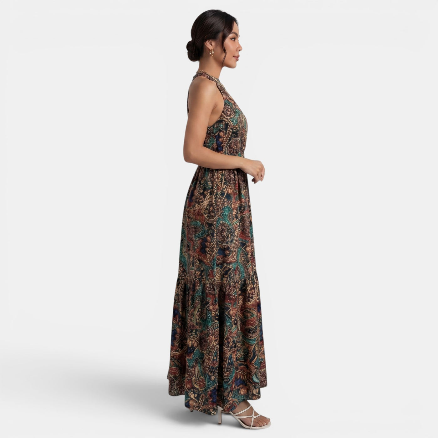 Vestido Boho Largo de Cintura Alta