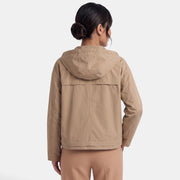 Women's Short Trench Coat with Hood Mid-Season Jacket