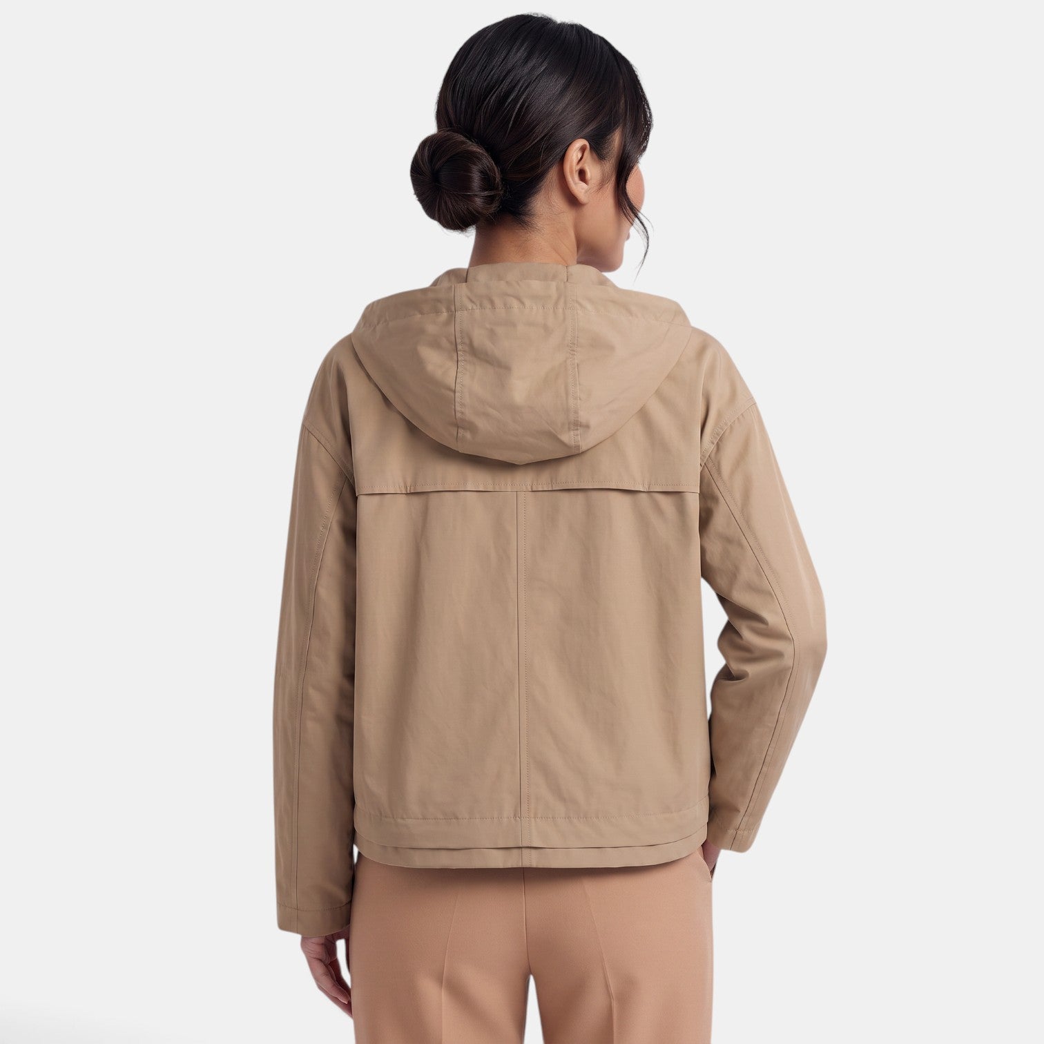 Women's Short Trench Coat with Hood Mid-Season Jacket