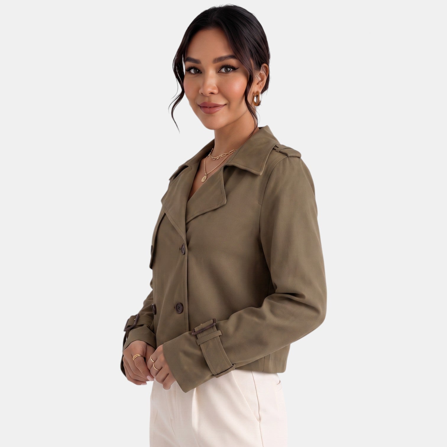 Gabardina Corta Mujer Elegante