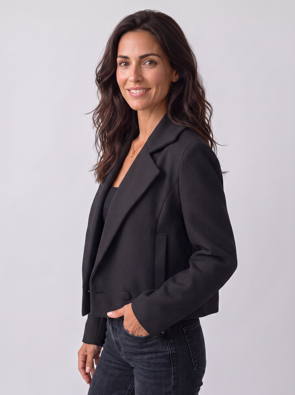 Chaqueta Mujer de Lana con Cuello Sastre y Estilo Elegante