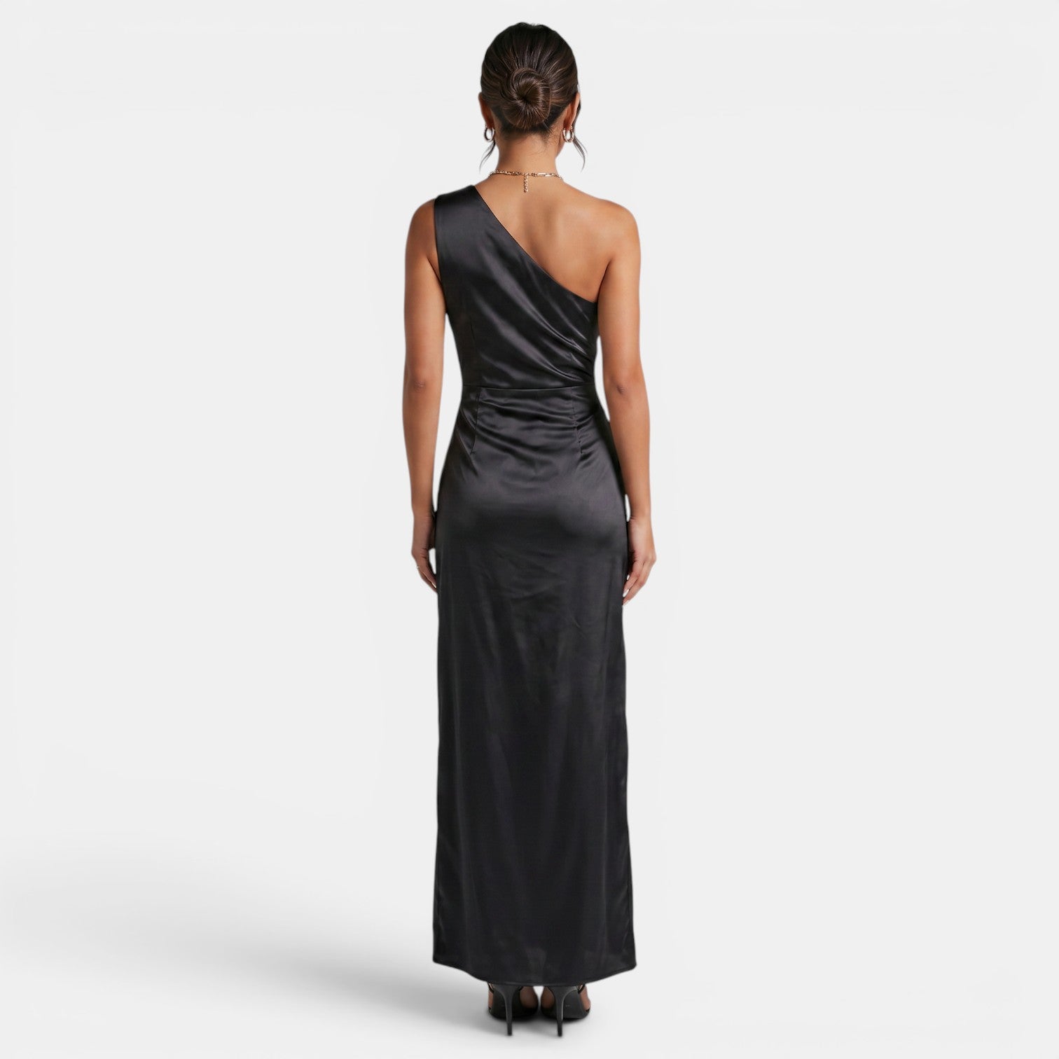 Vestido Satén Mujer Un Hombro
