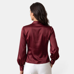 Blusa Mujer Satinada Manga Larga