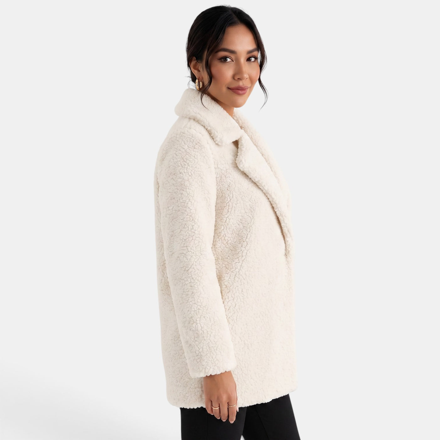 Abrigo Teddy Blanco Mujer