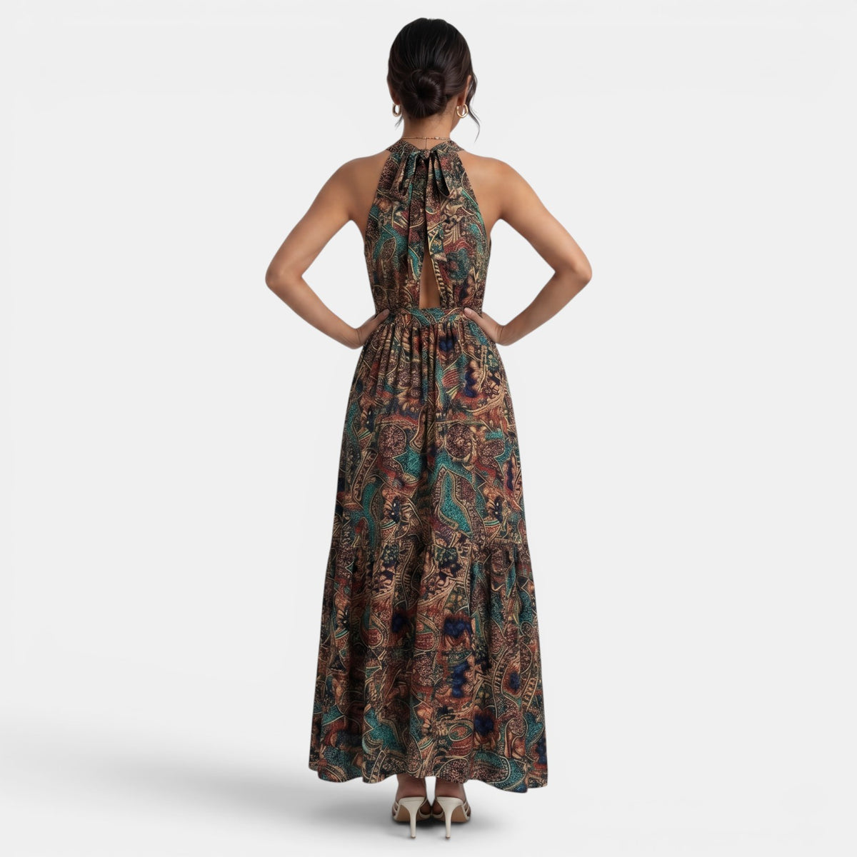 Vestido Boho Largo de Cintura Alta