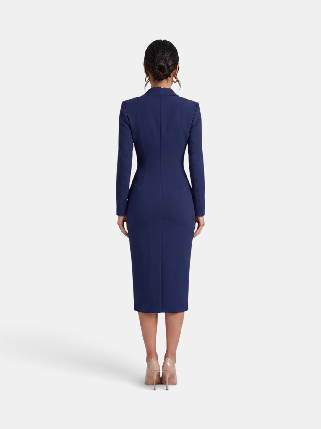 Premium White Women's Midi Blazer Dress