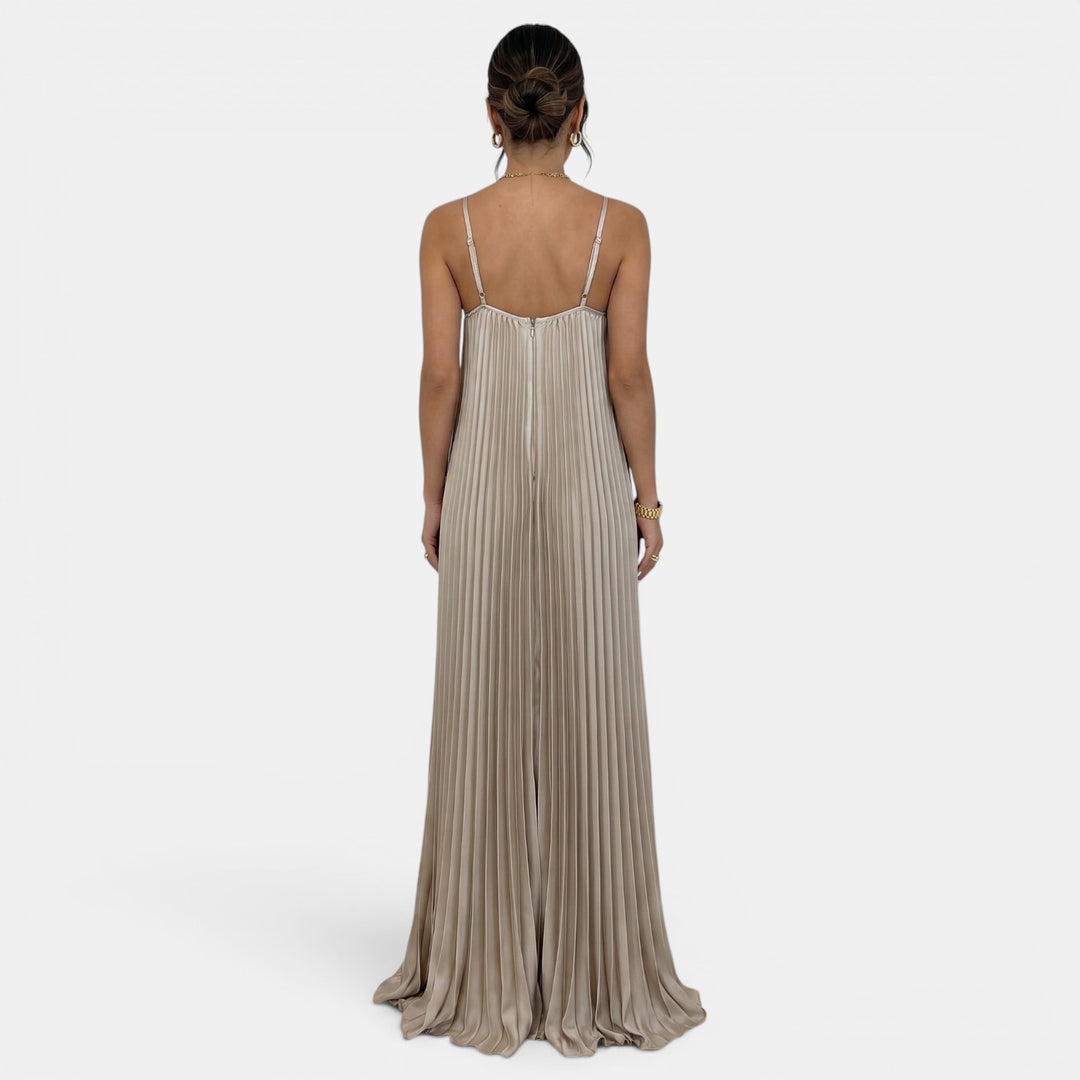 Vestido Largo Halter Plisado Mujer