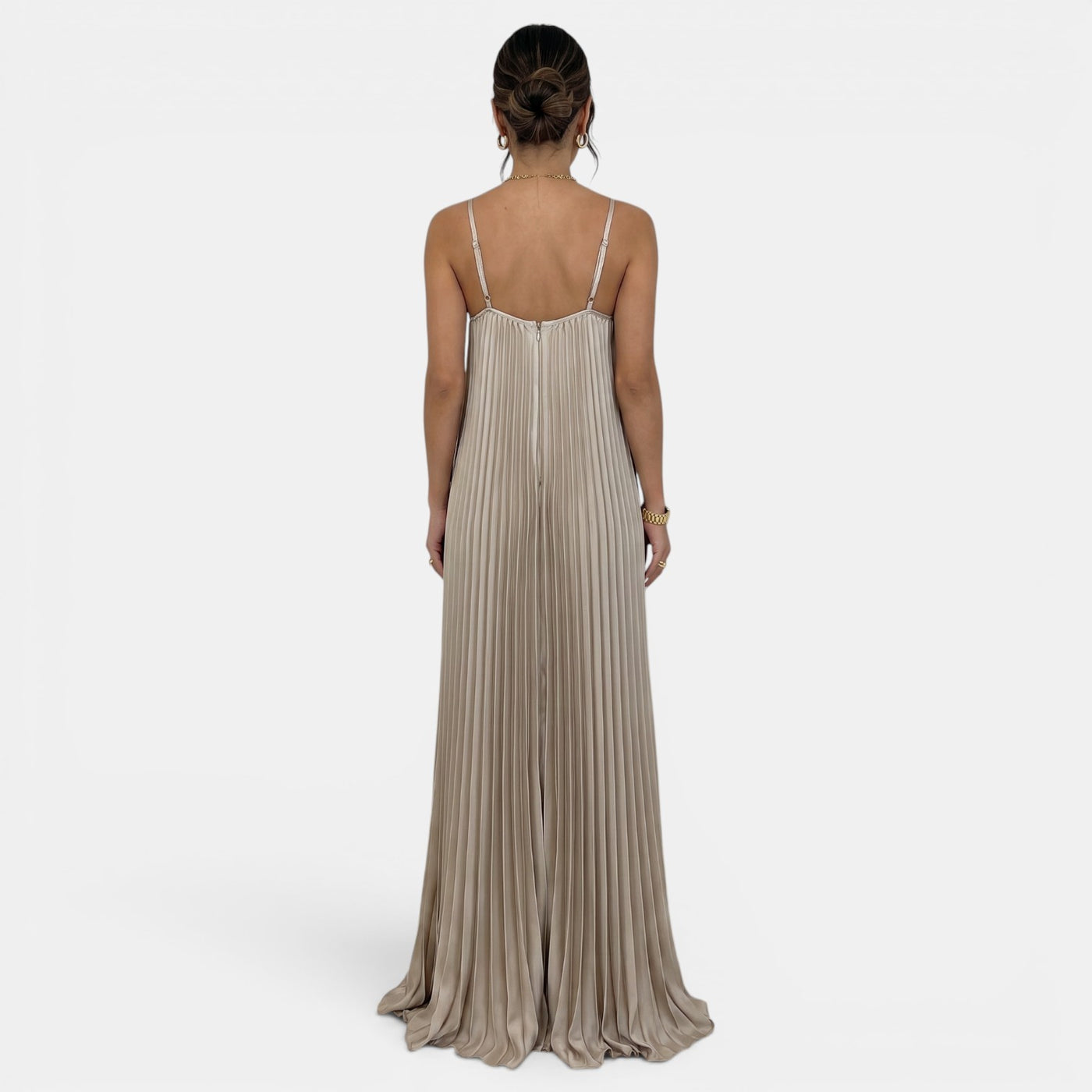 Vestido Largo Halter Plisado Mujer