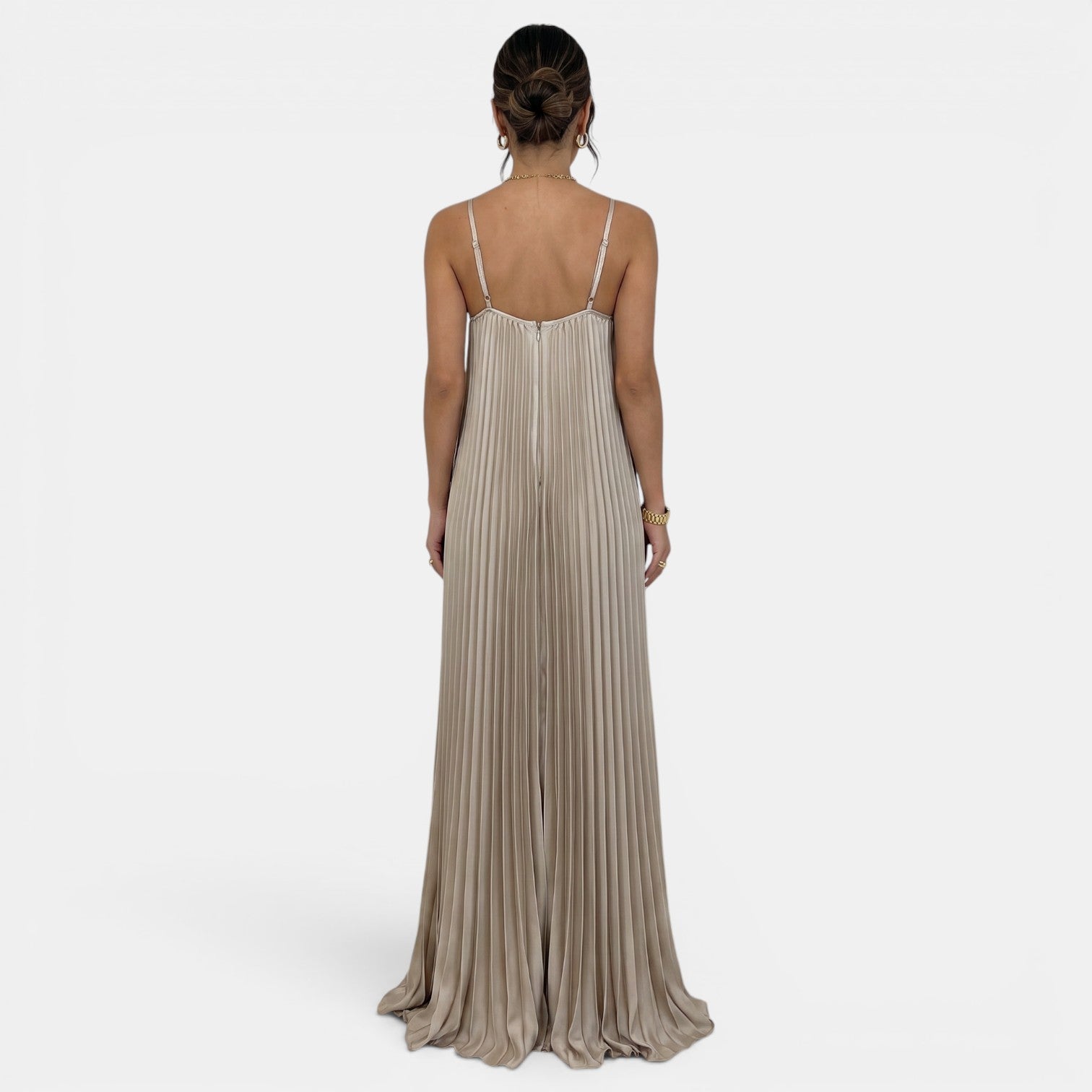 Vestido Largo Halter Plisado Mujer