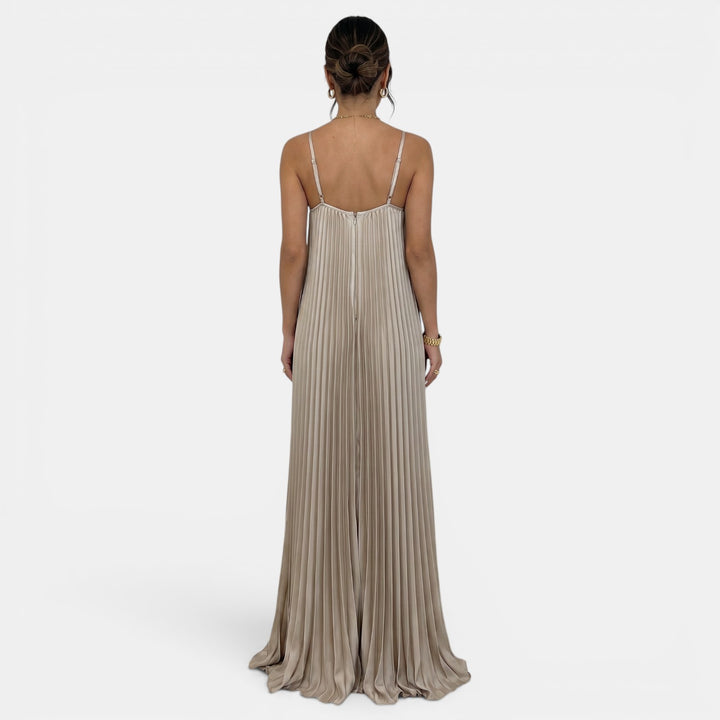 Vestido Largo Halter Plisado Mujer